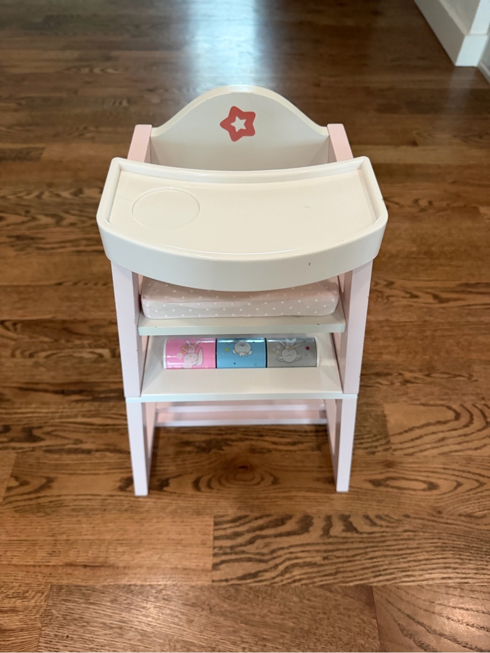 American Girl Pink and White Wooden Doll High Chair